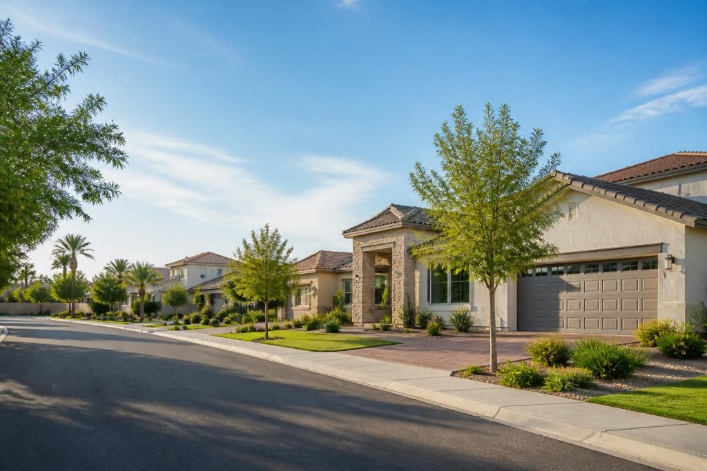 Clean Chandler neighborhood with modern homes.