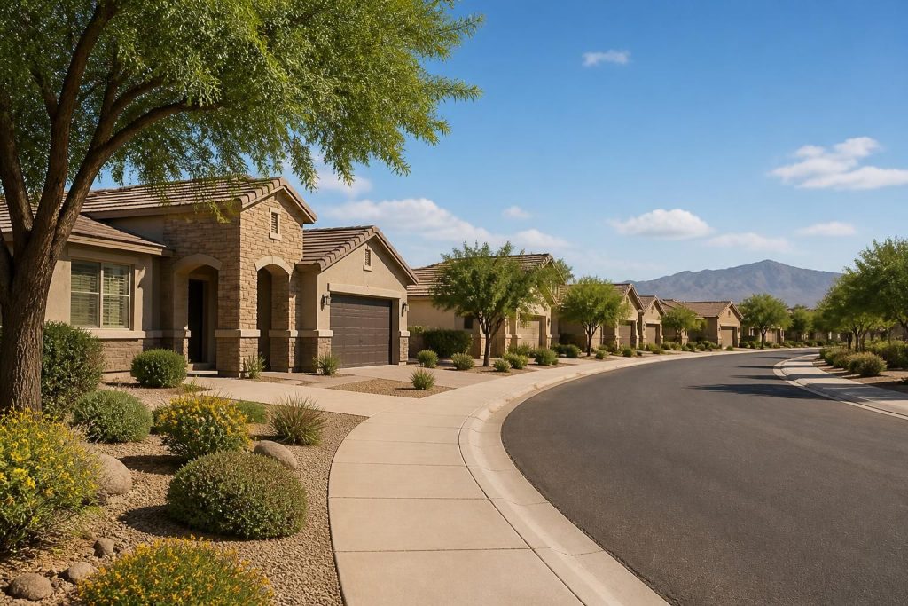Peaceful Queen Creek neighborhood with spacious homes.
