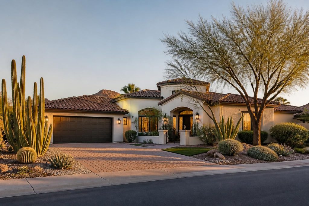 Upscale Scottsdale neighborhood with clean homes.